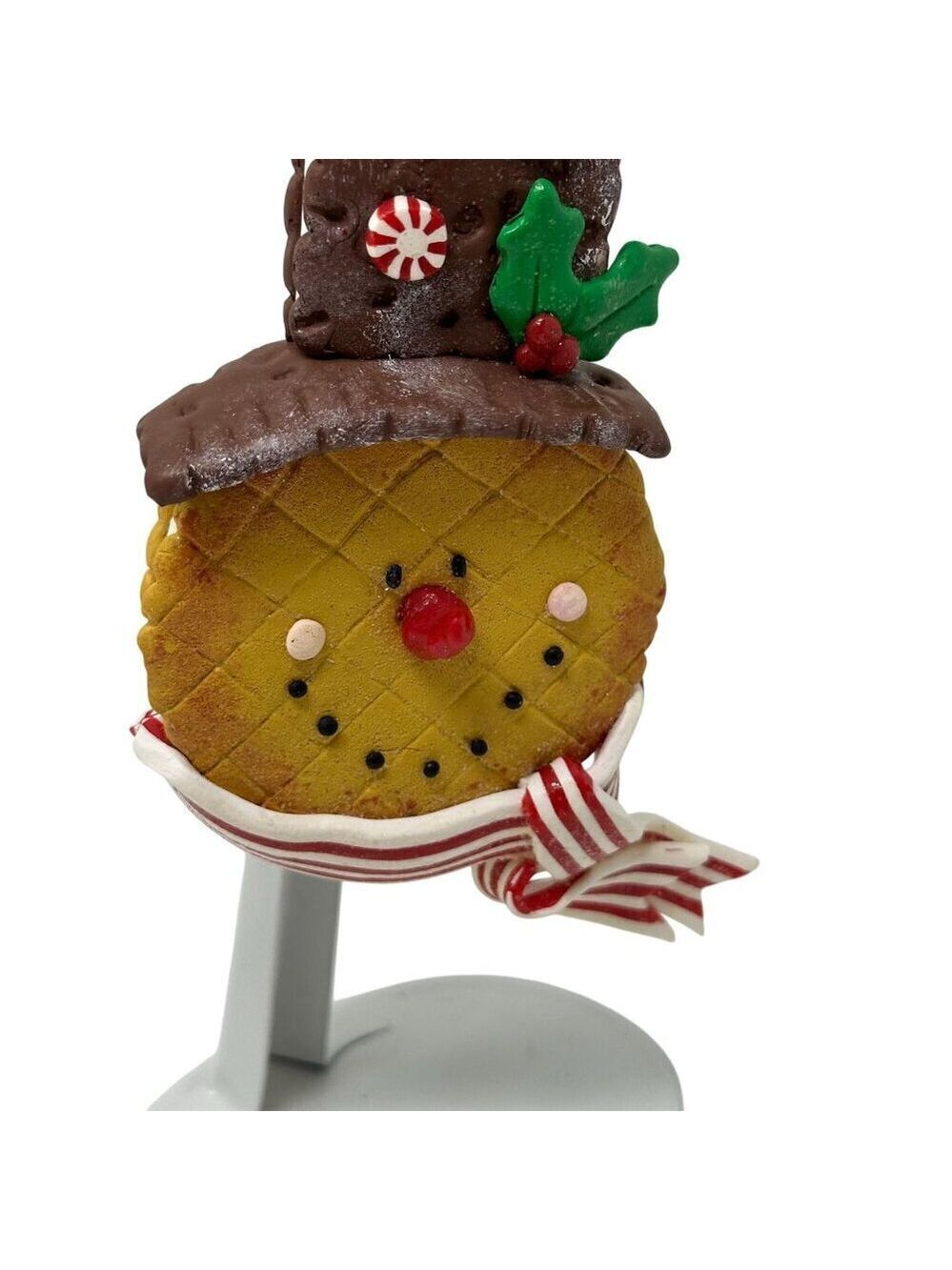 Snowman Ornament Faux Cookie Chocolate Peppermint Top Hat Holiday Kitchen Decor - Picture 3 of 16